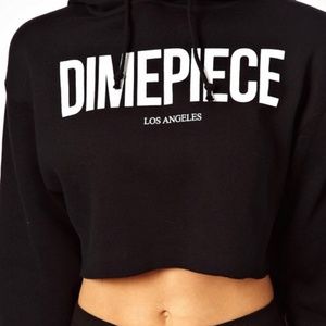 Dime Piece LA Cropped Black Hooded Sweatshirt
